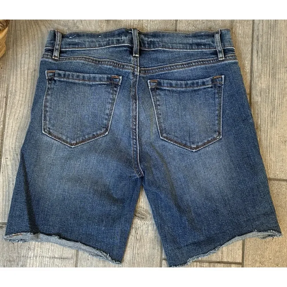 LOFT Made and Loved Bermuda Shorts Womens Size 0 25 Long Line Denim Stretch 8